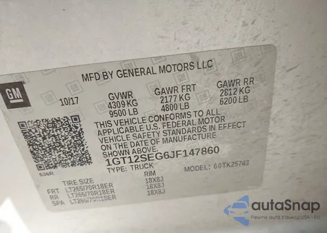 2018 GMC Sierra 2500Hd Sle из США, поврежденный, VIN 1GT12SEG6JF147860